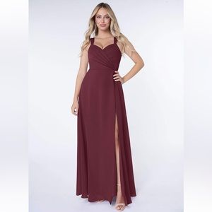 AZAZIE NAHRIN
A-Line Pleated Chiffon Floor-Length Dress Cabernet